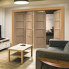 Four Folding Doors & Frame Kit - Shaker Oak 4 Panel 3+1 - Prefinished