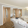 Five Folding Doors & Frame Kit - Salerno Oak 3+2 - Clear Glass - Unfinished