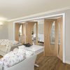 Five Folding Doors & Frame Kit - Salerno Oak 3+2 - Clear Glass - Unfinished