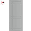 Top Mounted Black Sliding Track & Solid Wood Door - Eco-Urban® Leith 9 Panel Solid Wood Door DD6316 - Mist Grey Premium Primed