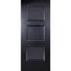 Saturn Tubular Stainless Steel Sliding Track & Amsterdam 3 Panel Black Primed Double Door - Unfinished