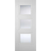 Sirius Tubular Stainless Steel Sliding Track & Amsterdam 3 Panel Double Door - Clear Glass - Primed