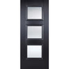 Sirius Tubular Stainless Steel Sliding Track & Amsterdam Black Primed Double Door - Clear Glass - Unfinished