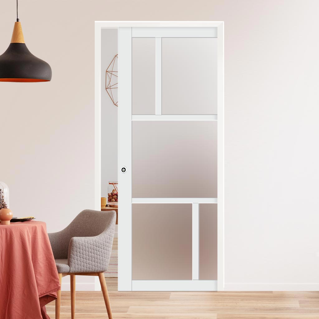 Bespoke Handmade Eco-Urban® Arran 5 Pane Single Evokit Pocket Door DD6432SG Frosted Glass - Colour Options