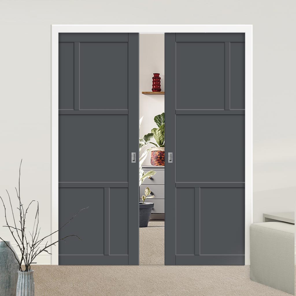 Handmade Eco-Urban® Arran 5 Panel Double Evokit Pocket Door DD6432 - Colour & Size Options