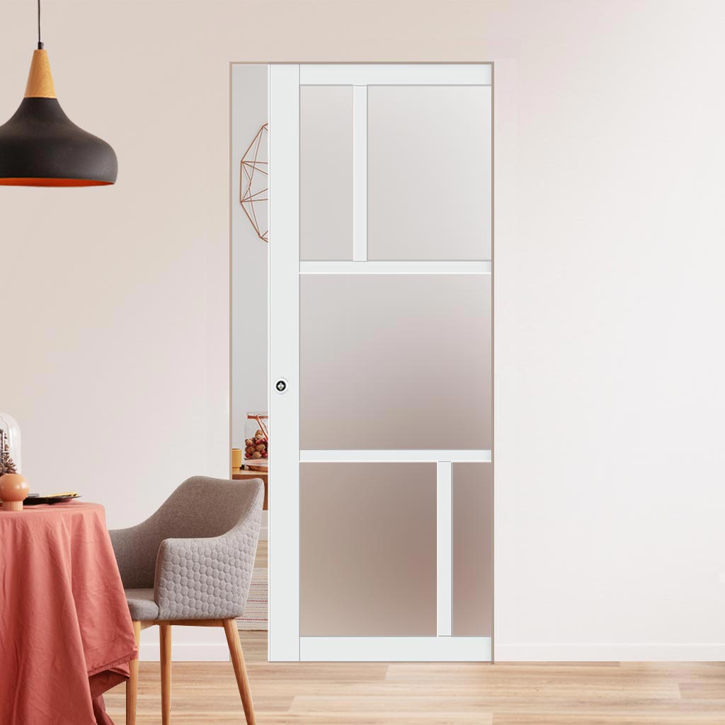 Bespoke Handmade Eco-Urban® Arran 5 Pane Single Absolute Evokit Pocket Door DD6432SG Frosted Glass - Colour Options