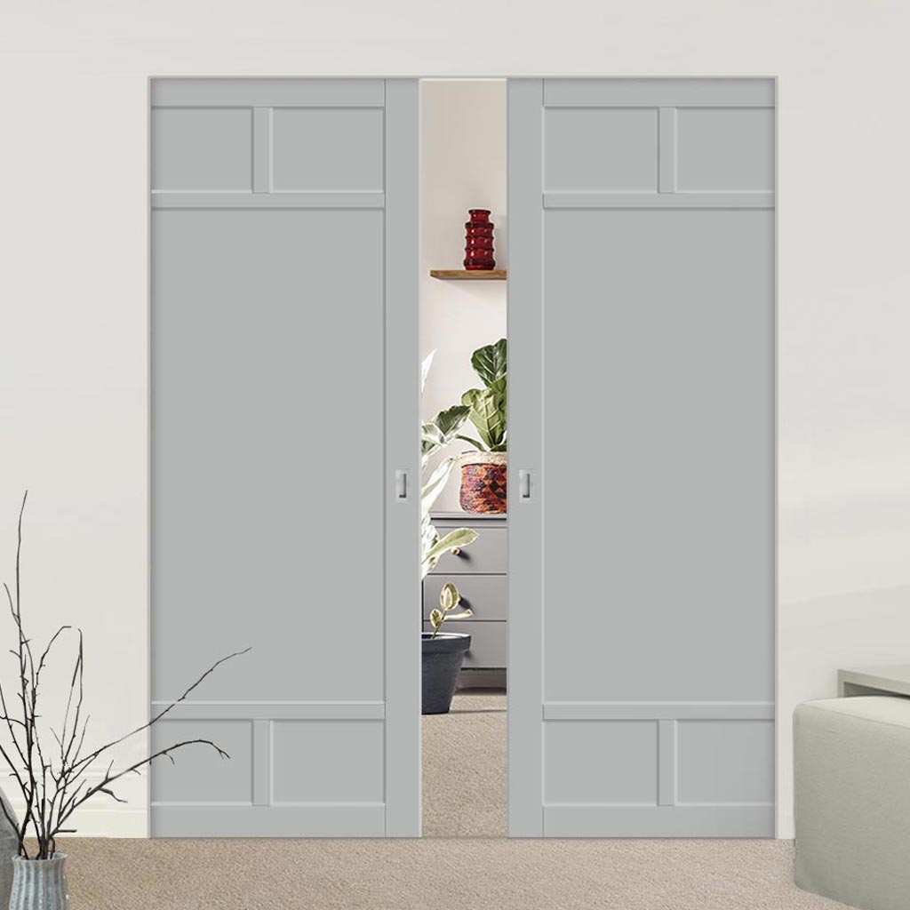 Bespoke Handmade Eco-Urban® Sydney 5 Panel Double Absolute Evokit Pocket Door DD6417 - Colour Options