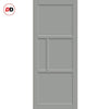 Top Mounted Black Sliding Track & Solid Wood Double Doors - Eco-Urban® Breda 4 Panel Doors DD6439 - Mist Grey Premium Primed