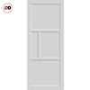 Top Mounted Black Sliding Track & Solid Wood Double Doors - Eco-Urban® Breda 4 Panel Doors DD6439 - Cloud White Premium Primed