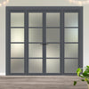 Urban Ultimate® Room Divider Brooklyn 4 Pane Door Pair DD6308F - Frosted Glass with Full Glass Sides - Colour & Size Options