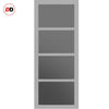 Brooklyn 4 Pane Solid Wood Internal Door UK Made DD6308 - Tinted Glass - Eco-Urban® Mist Grey Premium Primed