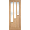 Sirius Tubular Stainless Steel Sliding Track & Coventry Contemporary Oak Double Door - Clear Glass - Unfinished