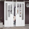 Saturn Tubular Stainless Steel Sliding Track & Coventry Double Door - Clear Glass - Primed