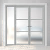 Room Divider - Handmade Eco-Urban® Manchester Door Pair DD6306F - Frosted Glass - Premium Primed - Colour & Size Options