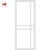 Top Mounted Black Sliding Track & Solid Wood Door - Eco-Urban® Glasgow 6 Pane Solid Wood Door DD6314SG - Frosted Glass - Cloud White Premium Primed