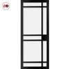 Top Mounted Black Sliding Track & Solid Wood Door - Eco-Urban® Leith 9 Pane Solid Wood Door DD6316G - Clear Glass - Shadow Black Premium Primed