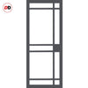 Top Mounted Black Sliding Track & Solid Wood Door - Eco-Urban® Leith 9 Pane Solid Wood Door DD6316G - Clear Glass - Stormy Grey Premium Primed