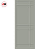 Top Mounted Black Sliding Track & Solid Wood Double Doors - Eco-Urban® Leith 9 Panel Doors DD6316 - Mist Grey Premium Primed