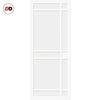 Top Mounted Black Sliding Track & Solid Wood Double Doors - Eco-Urban® Leith 9 Panel Doors DD6316 - Cloud White Premium Primed