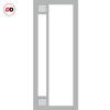 Handmade Eco-Urban Suburban 4 Pane Solid Wood Internal Door UK Made DD6411G Clear Glass(2 FROSTED CORNER PANES)- Eco-Urban® Mist Grey Premium Primed