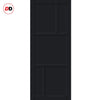 Top Mounted Black Sliding Track & Solid Wood Door - Eco-Urban® Arran 5 Panel Solid Wood Door DD6432 - Shadow Black Premium Primed