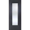 Saturn Tubular Stainless Steel Sliding Track & Eindhoven 1 Panel Black Primed Double Door - Unfinished