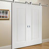 Sirius Tubular Stainless Steel Sliding Track & Eindhoven 1 Panel Double Door - Primed