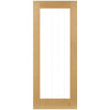 Double Sliding Door & Wall Track - Ely 1L Full Pane Oak Door - Clear Etched Glass - Prefinished