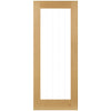 Pass-Easi Two Sliding Doors and Frame Kit - Ely 1L Full Pane Oak Door - Clear Etched Glass - Prefinished