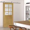 Sirius Tubular Stainless Steel Sliding Track & Ely Oak Door - Clear Bevelled Glass - Prefinished