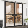 Sirius Tubular Stainless Steel Sliding Track & Greenwich Double Door - Clear Glass - Black Painted - Prefinished