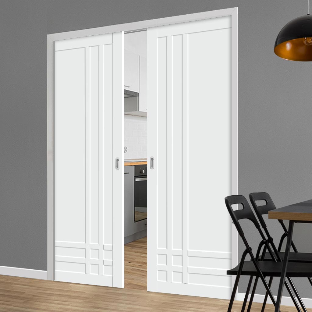 Handmade Eco-Urban® Irvine 9 Panel Double Evokit Pocket Door DD6434 - Colour & Size Options