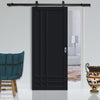 Top Mounted Black Sliding Track & Solid Wood Door - Eco-Urban® Irvine 9 Panel Solid Wood Door DD6434 - Shadow Black Premium Primed