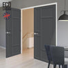 Isla 6 Panel Solid Wood Internal Door Pair UK Made DD6429 - Eco-Urban® Stormy Grey Premium Primed