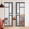 Handmade Eco-Urban® Isla 6 Pane Double Evokit Pocket Door DD6429G Clear Glass - Colour & Size Options