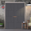 Kochi 8 Panel Solid Wood Internal Door Pair UK Made DD6415 - Eco-Urban® Stormy Grey Premium Primed