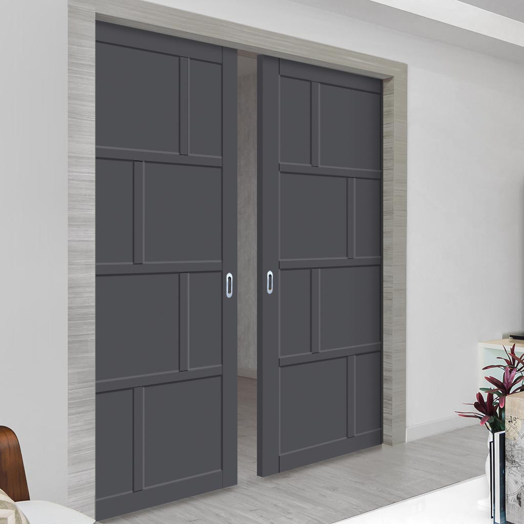 Bespoke Handmade Eco-Urban® Kochi 8 Panel Double Evokit Pocket Door DD6415 - Colour Options