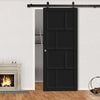 Top Mounted Black Sliding Track & Solid Wood Door - Eco-Urban® Kochi 8 Panel Solid Wood Door DD6415 - Shadow Black Premium Primed