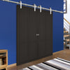 Saturn Tubular Stainless Steel Sliding Track & Liberty 4 Panel Double Door - Black Painted - Prefinished