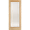 Double Sliding Door & Wall Track - Lincoln 3 Pane Oak Doors - Frosted Glass - Unfinished