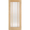 Six Folding Doors & Frame Kit - Lincoln 3 Pane Oak 3+3 - Frosted Glass - Unfinished