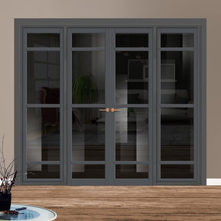 Image: Urban Ultimate® Room Divider Malvan 4 Pane Door Pair DD6414T - Tinted Glass with Full Glass Sides - Colour & Size Options