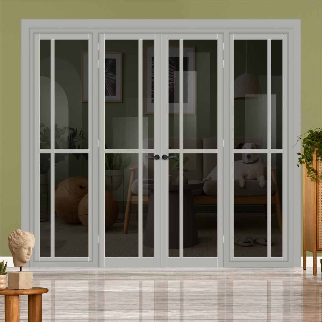 Urban Ultimate® Room Divider Marfa 4 Pane Door Pair DD6313T - Tinted Glass with Full Glass Sides - Colour & Size Options