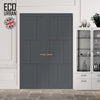 Milan 6 Panel Solid Wood Internal Door Pair UK Made DD6422 - Eco-Urban® Stormy Grey Premium Primed