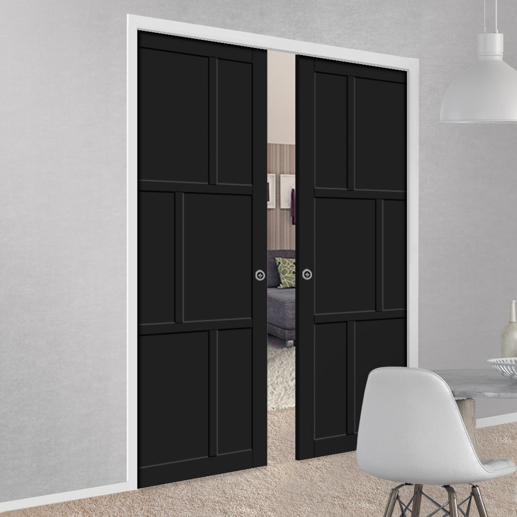 Bespoke Handmade Eco-Urban® Milan 6 Panel Double Evokit Pocket Door DD6422 - Colour Options