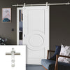 Saturn Tubular Stainless Steel Sliding Track & Montpellier 3 Panel Door - Primed