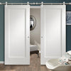 Saturn Tubular Stainless Steel Sliding Track & Pattern 10 Style 1 Panel Double Door - White Primed