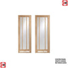 Six Folding Doors & Frame Kit - Lincoln 3 Pane Oak 3+3 - Frosted Glass - Unfinished