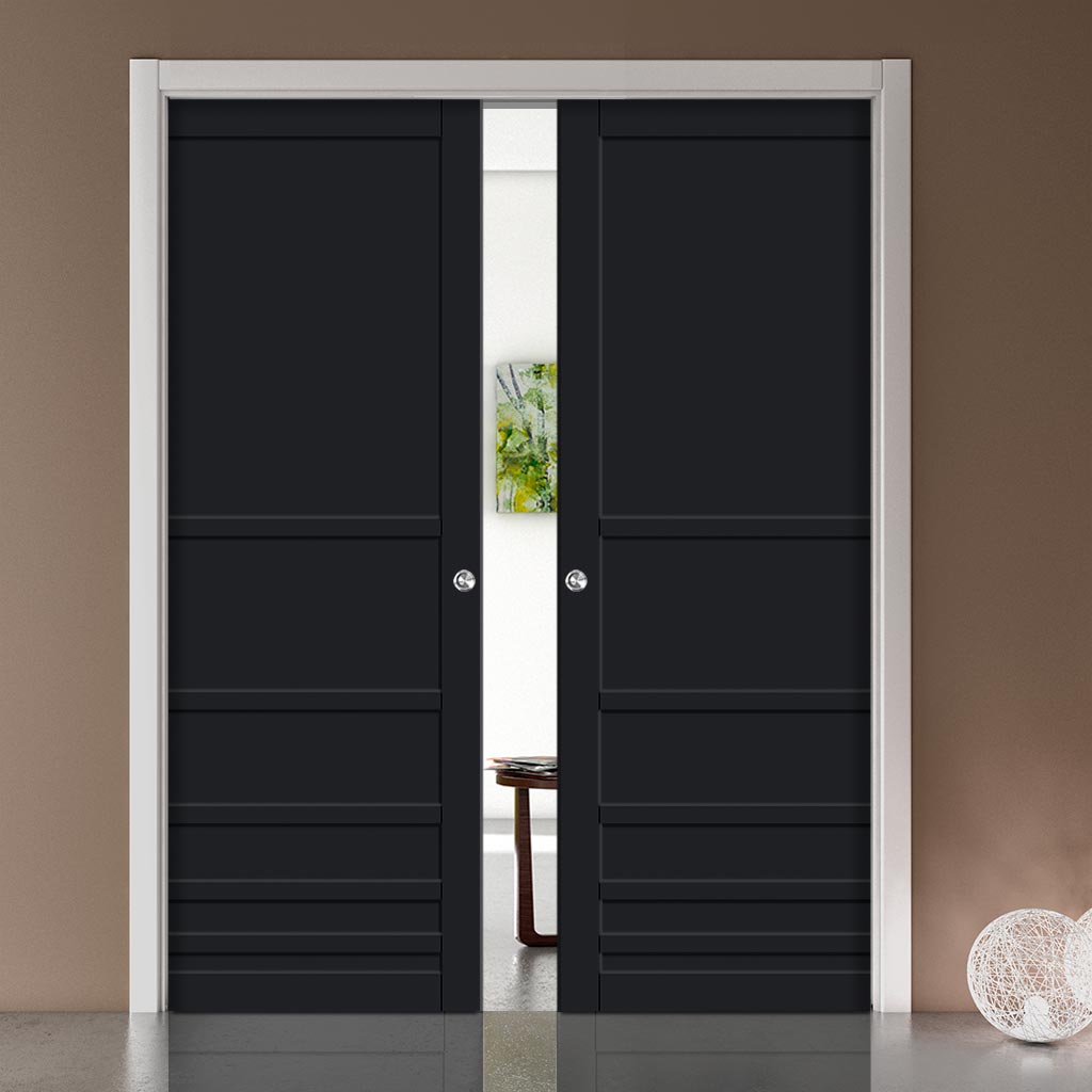 Bespoke Handmade Eco-Urban® Stockholm 7 Panel Double Evokit Pocket Door DD6407 - Colour Options