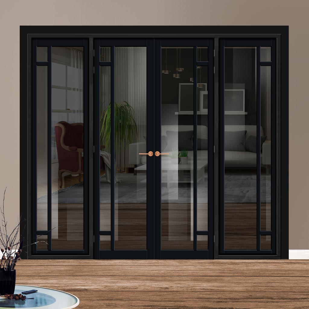 Urban Ultimate® Room Divider Suburban 4 Pane Door Pair DD6411T - Tinted Glass with Full Glass Sides - Colour & Size Options